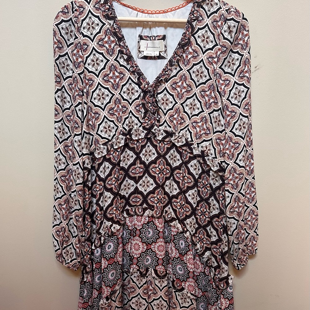 Anthropologie Black and White Patterned Blouse